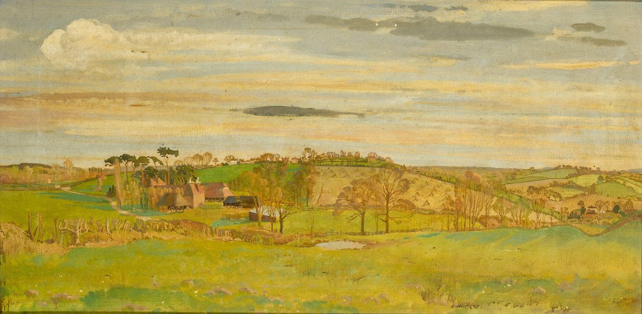 Een Kentish landschap, ca. 1914-16 door Charles Sims