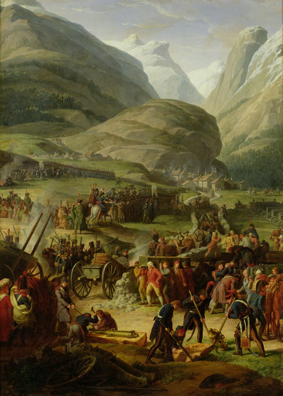 Het Franse leger dat over de St. Bernardpas reist bij Bourg St. Pierre, 20 mei 1800, 1806 door Charles Thevenin