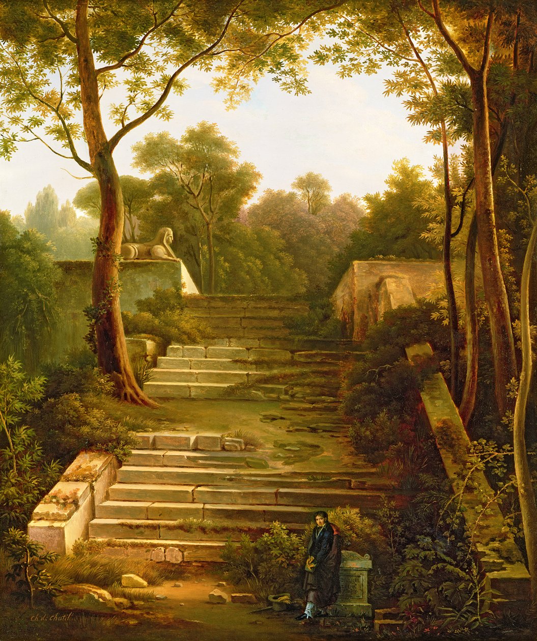 Een Kunstenaar in de Ruïnes van een Italiaanse Tuin door Charles de Chatillon