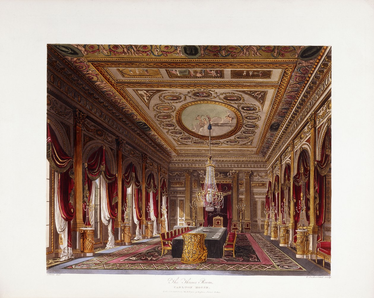 De Troonzaal, Carlton House door Charles (after) Wild