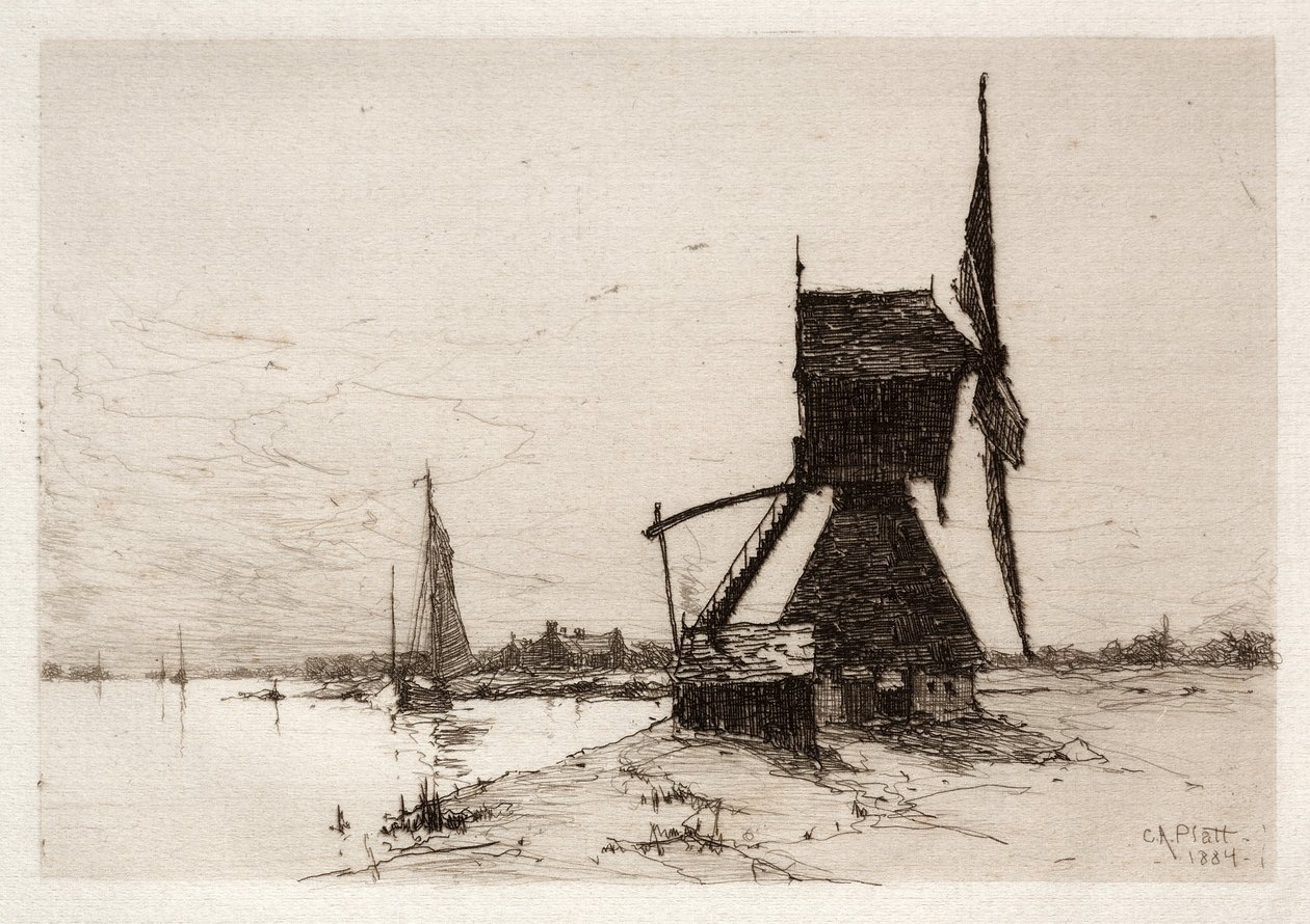 Molen langs de kust, 1884 door Charles Adams Platt