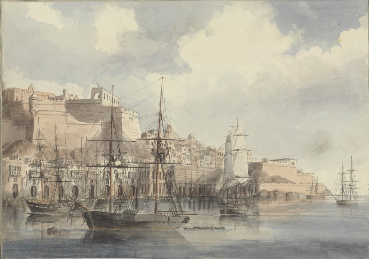 Uitzicht op Malta, ca. 1849 door Charles Andrew Dyce