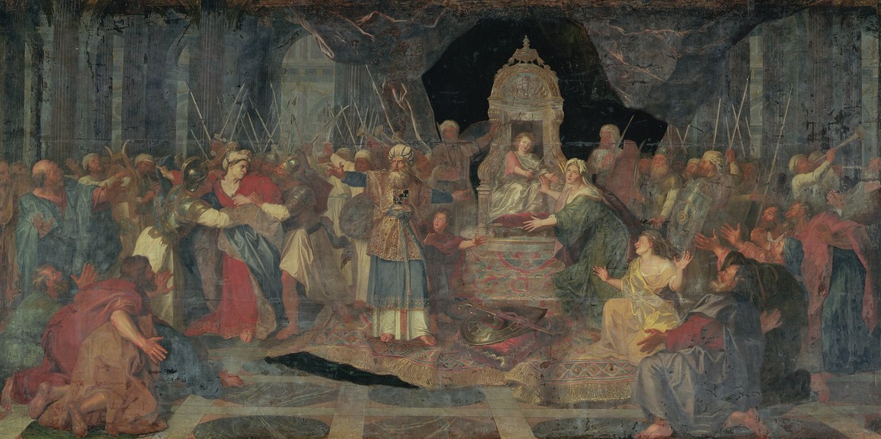 Athaliah verdreven uit de tempel, 1710 door Charles Antoine Coypel