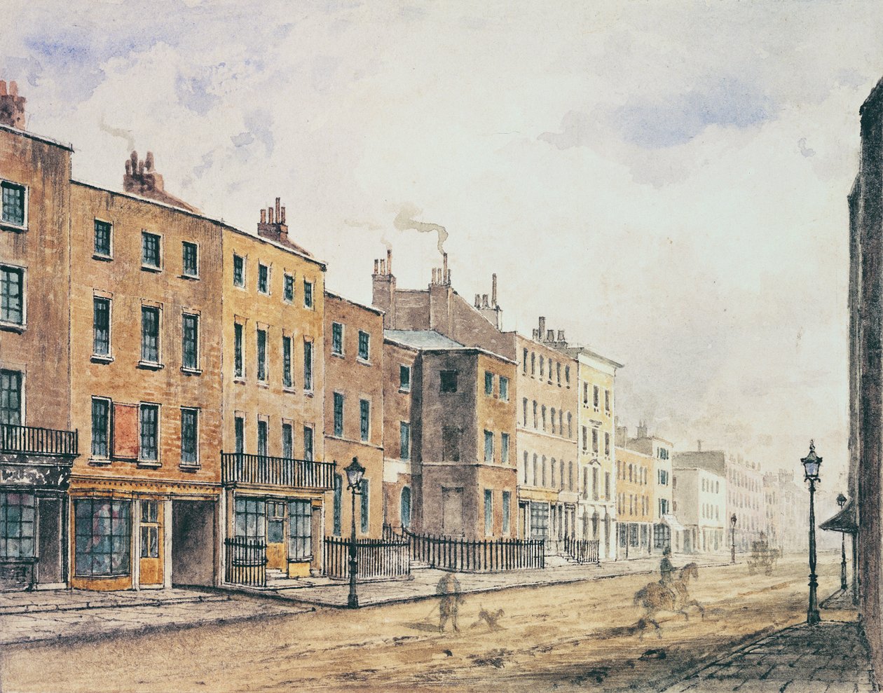 Uitzicht op Marylebone High Street, 1848 door Charles Bigot