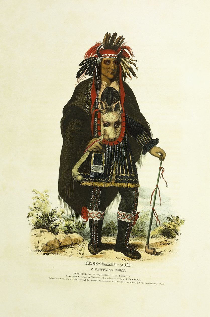 Okee-Makee-Quid, een Chippeway opperhoofd door Charles Bird (after) King