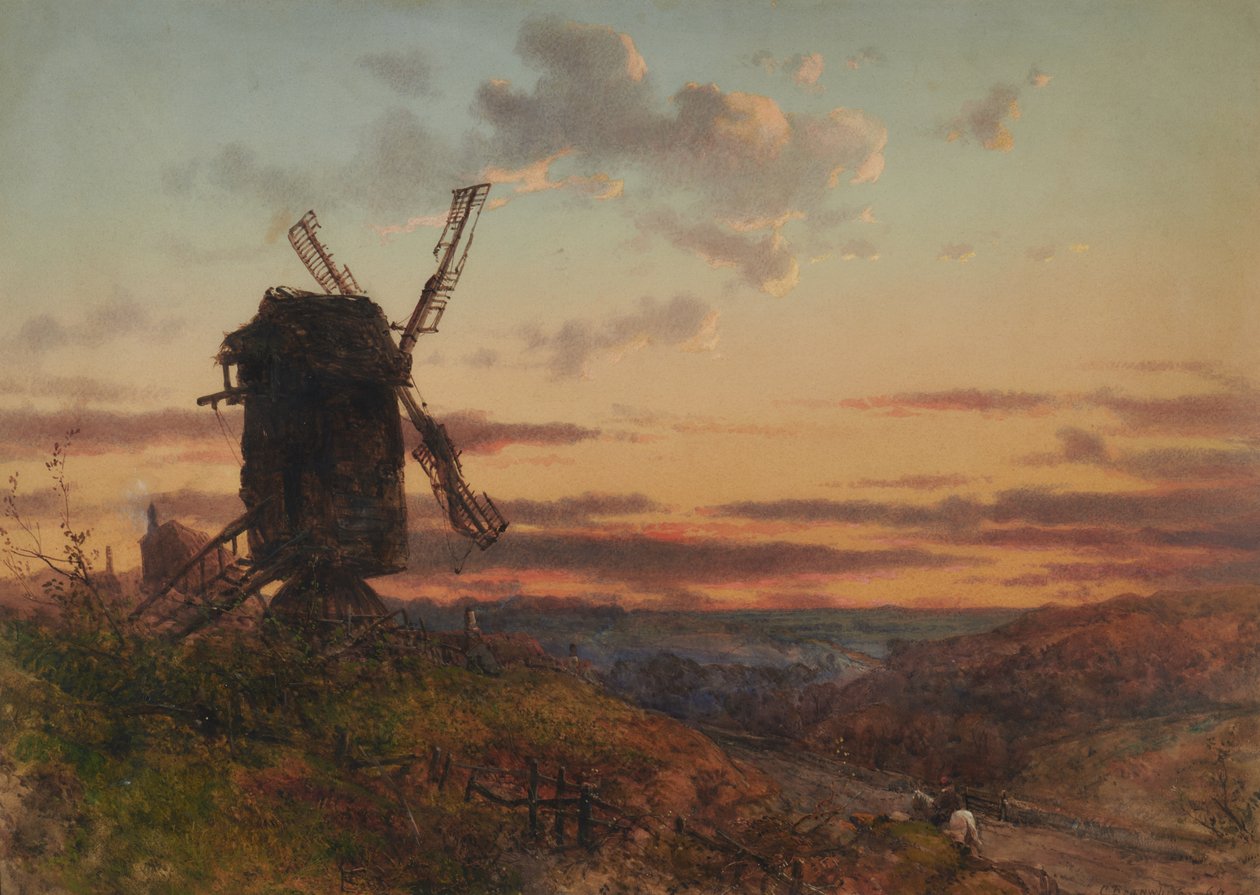 Landschap met windmolen door Charles Branwhite