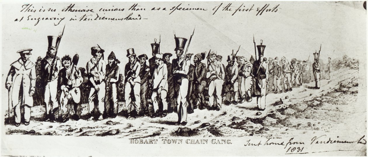 Hobart Town Kettingbende, ca. 1831 door Charles Bruce