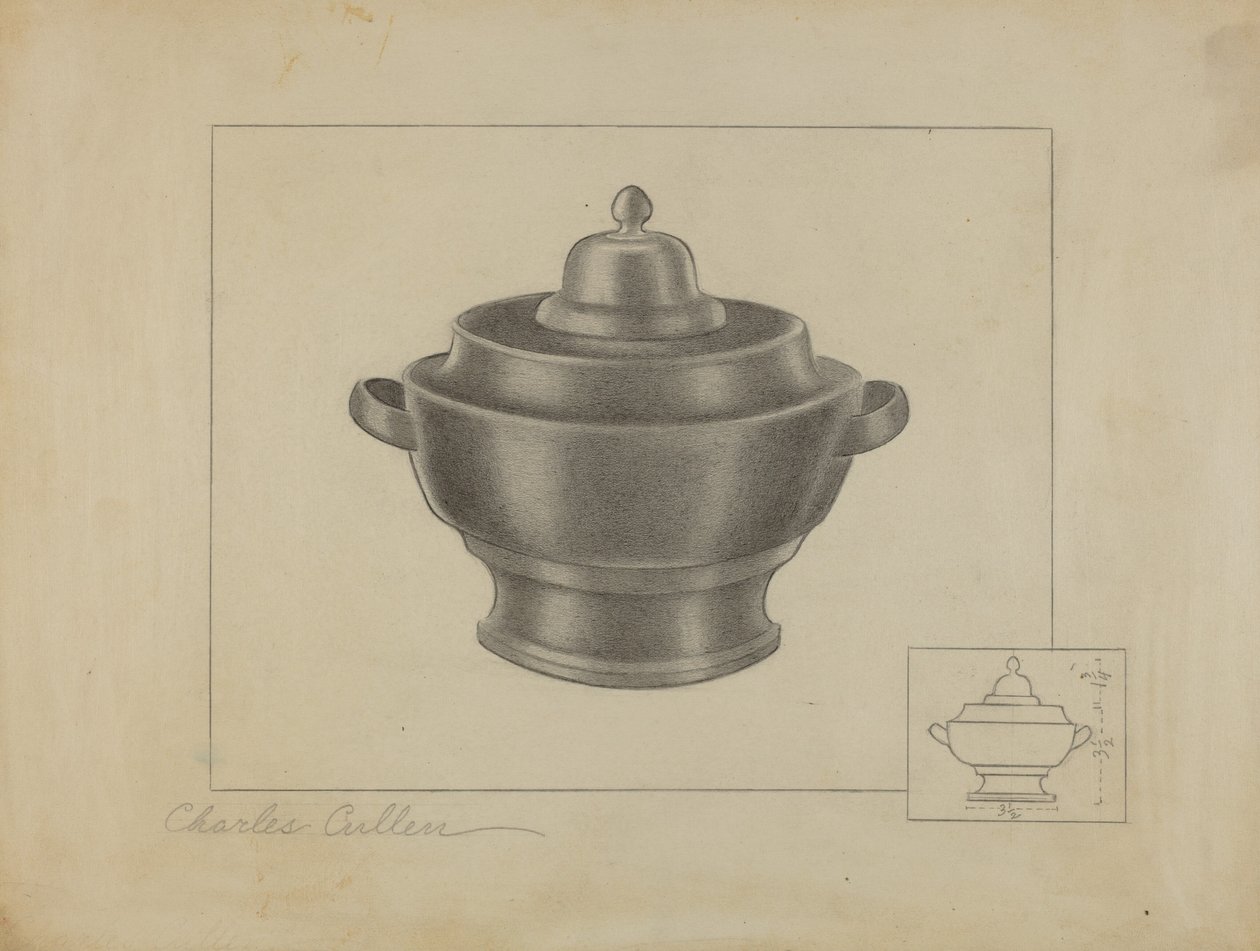 Pewter suikerkom door Charles Cullen