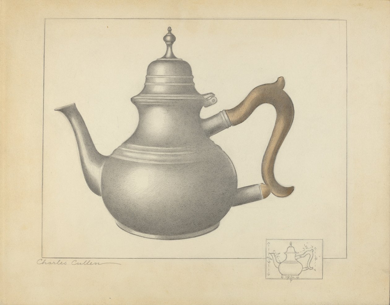 Pewter theepot door Charles Cullen