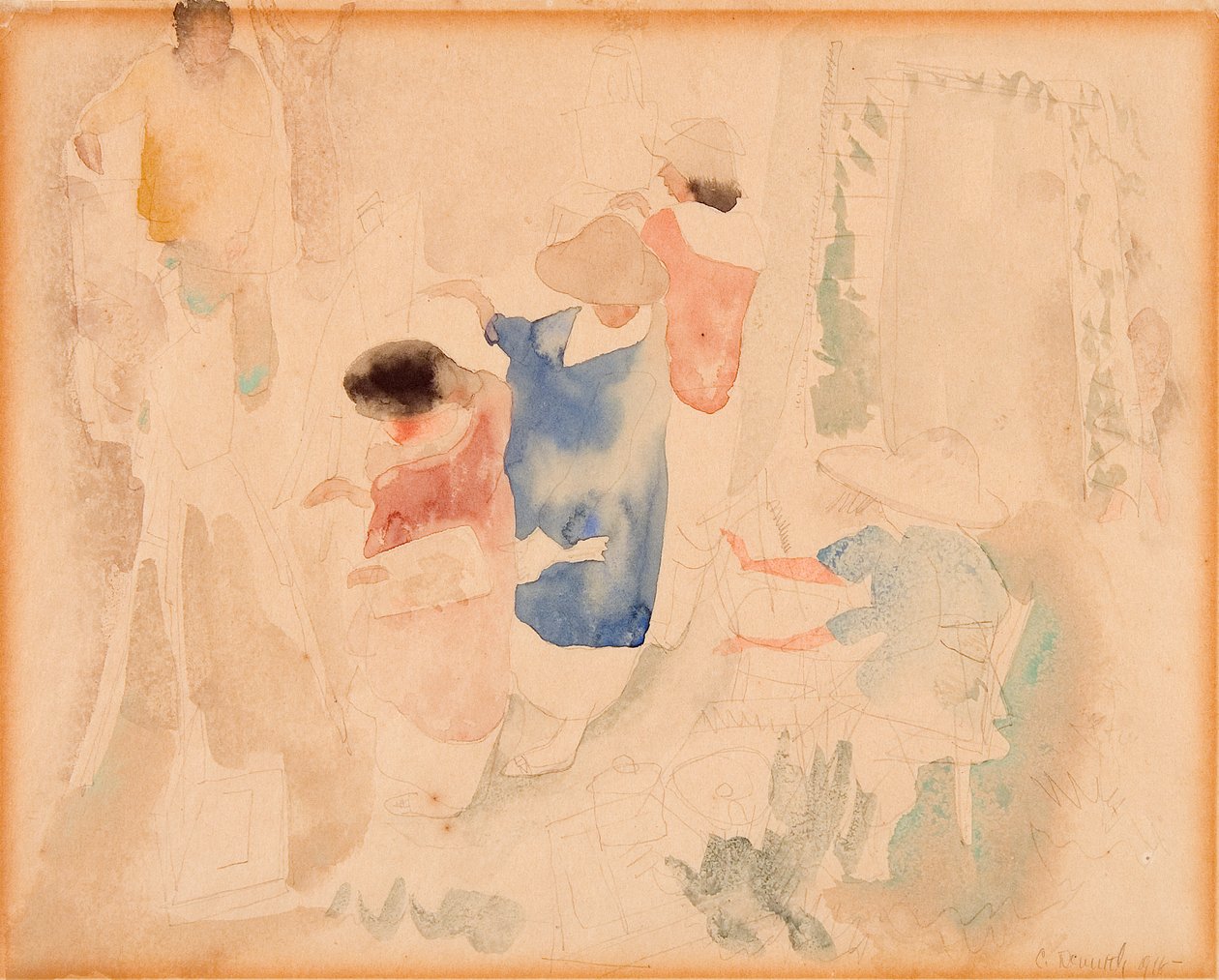 Artiesten schetsen door Charles Demuth
