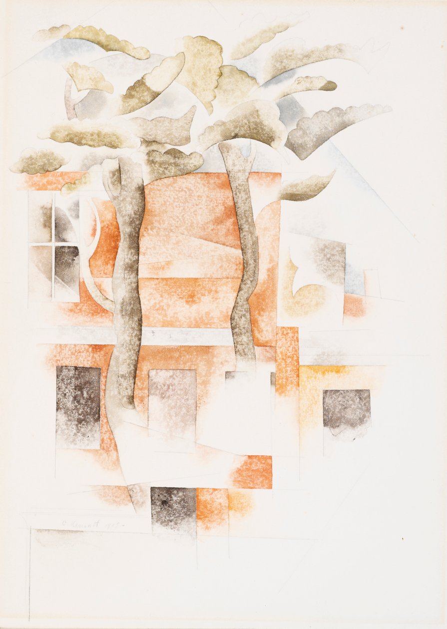 Bermuda: Huizen Gezien Door Bomen door Charles Demuth
