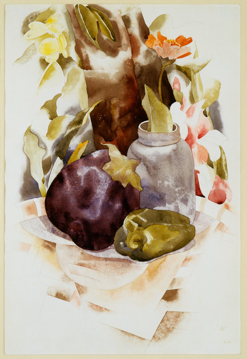 Aubergine en Groene Paprika door Charles Demuth
