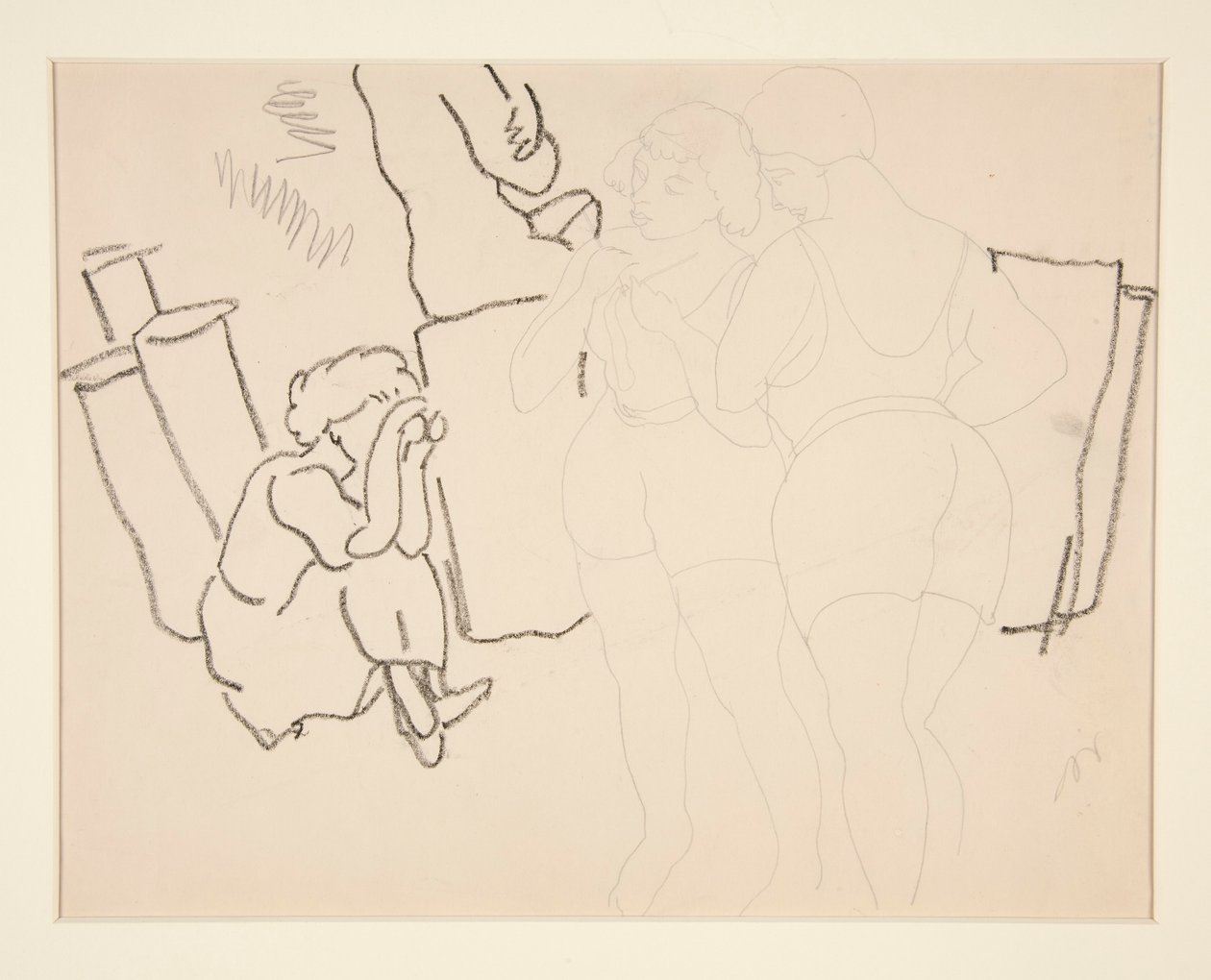 Vier figuren op het strand, waarschijnlijk in Provincetown door Charles Demuth