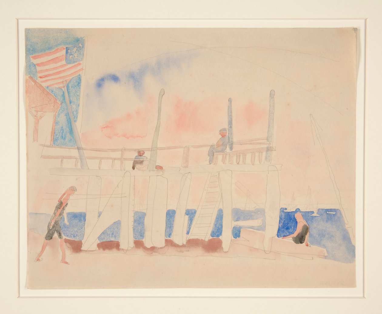 Pier met vier figuren door Charles Demuth