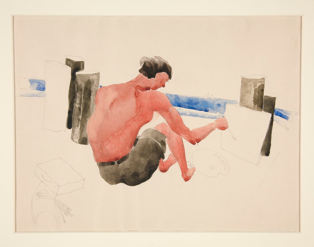 De Kunstenaar op het Strand aan het Schetsen door Charles Demuth