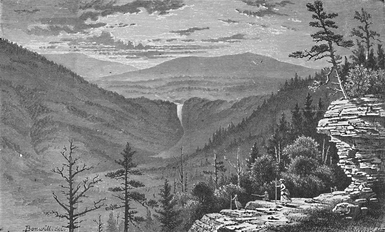 Zonsondergang Rots, Catskill Mountains, 1883 door Charles E. H. Bonwill