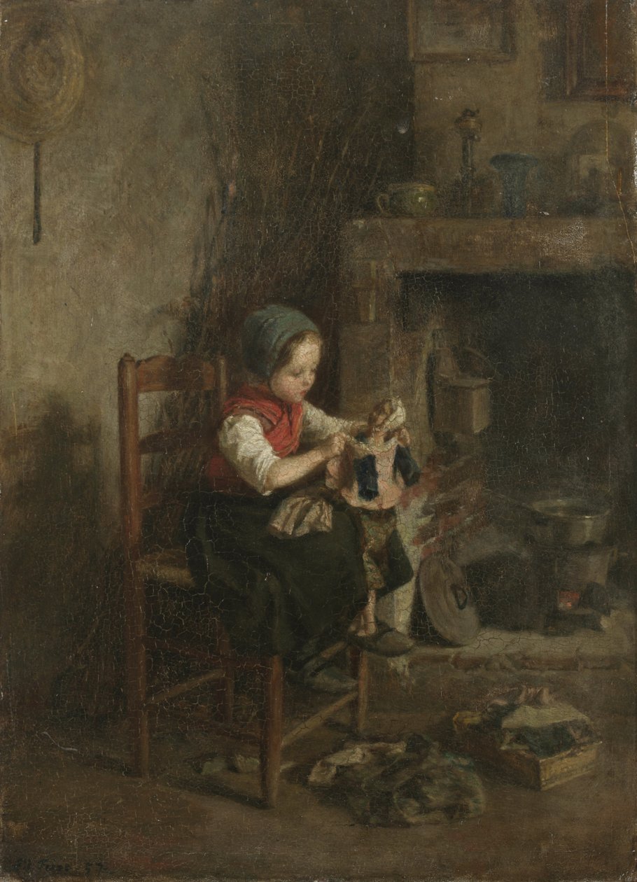 De pop aankleden door Charles Edouard Frere