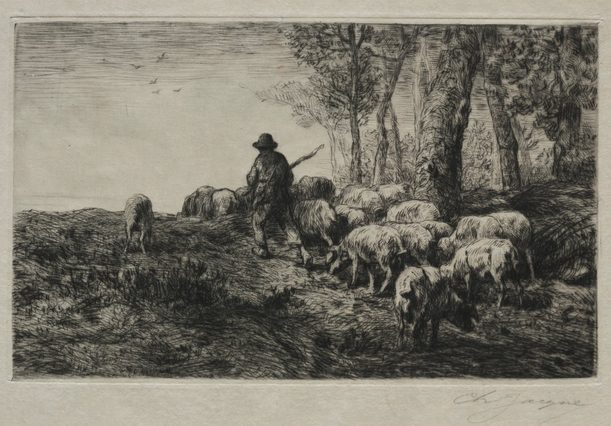 Een kudde varkens, 1880 door Charles Emile Jacque