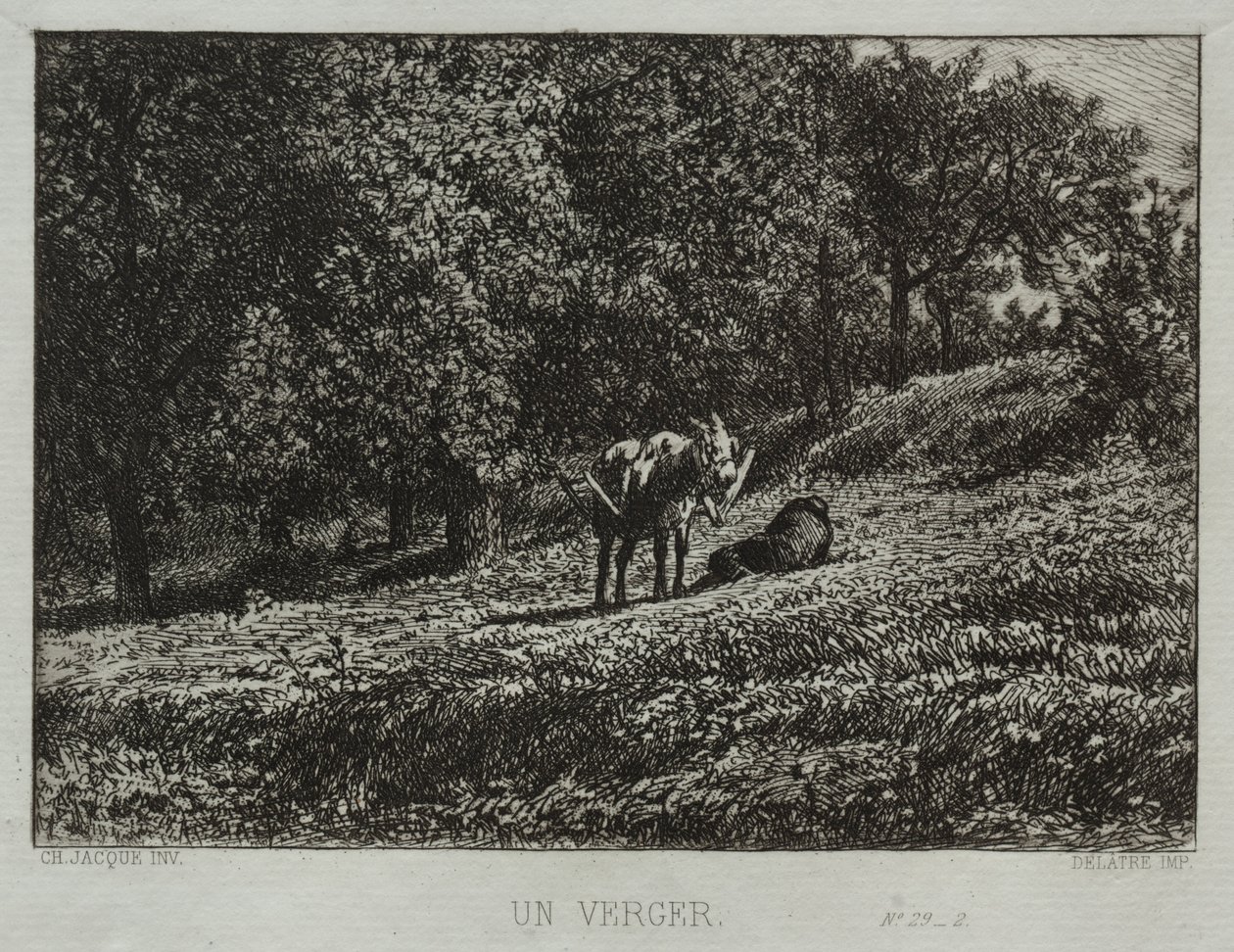 Een boomgaard door Charles Emile Jacque