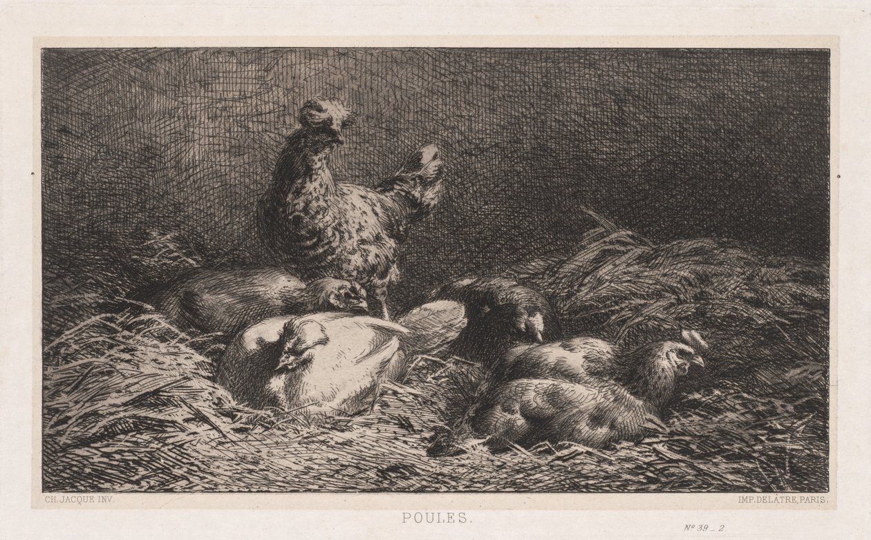 Kippen door Charles Emile Jacque
