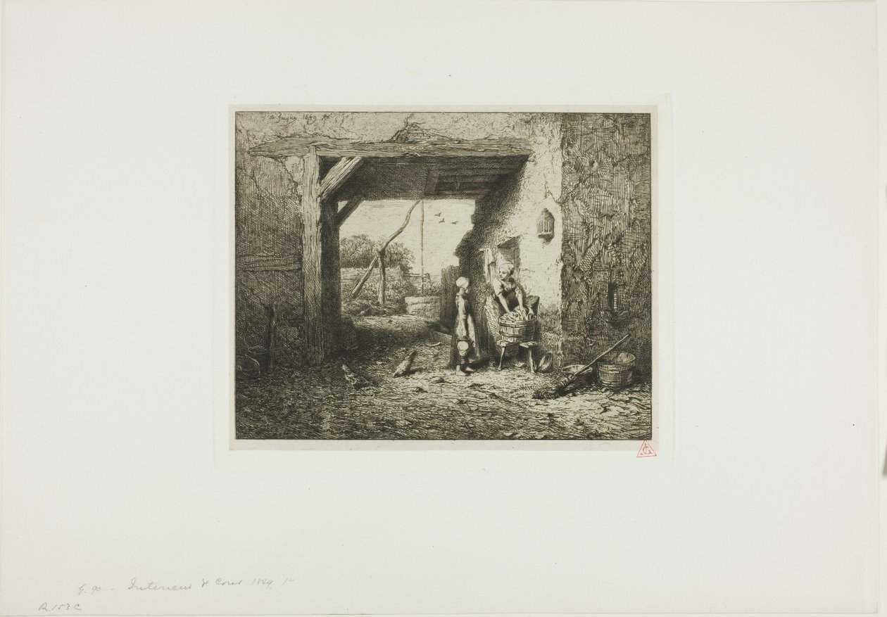Binnenplaats interieur door Charles Emile Jacque