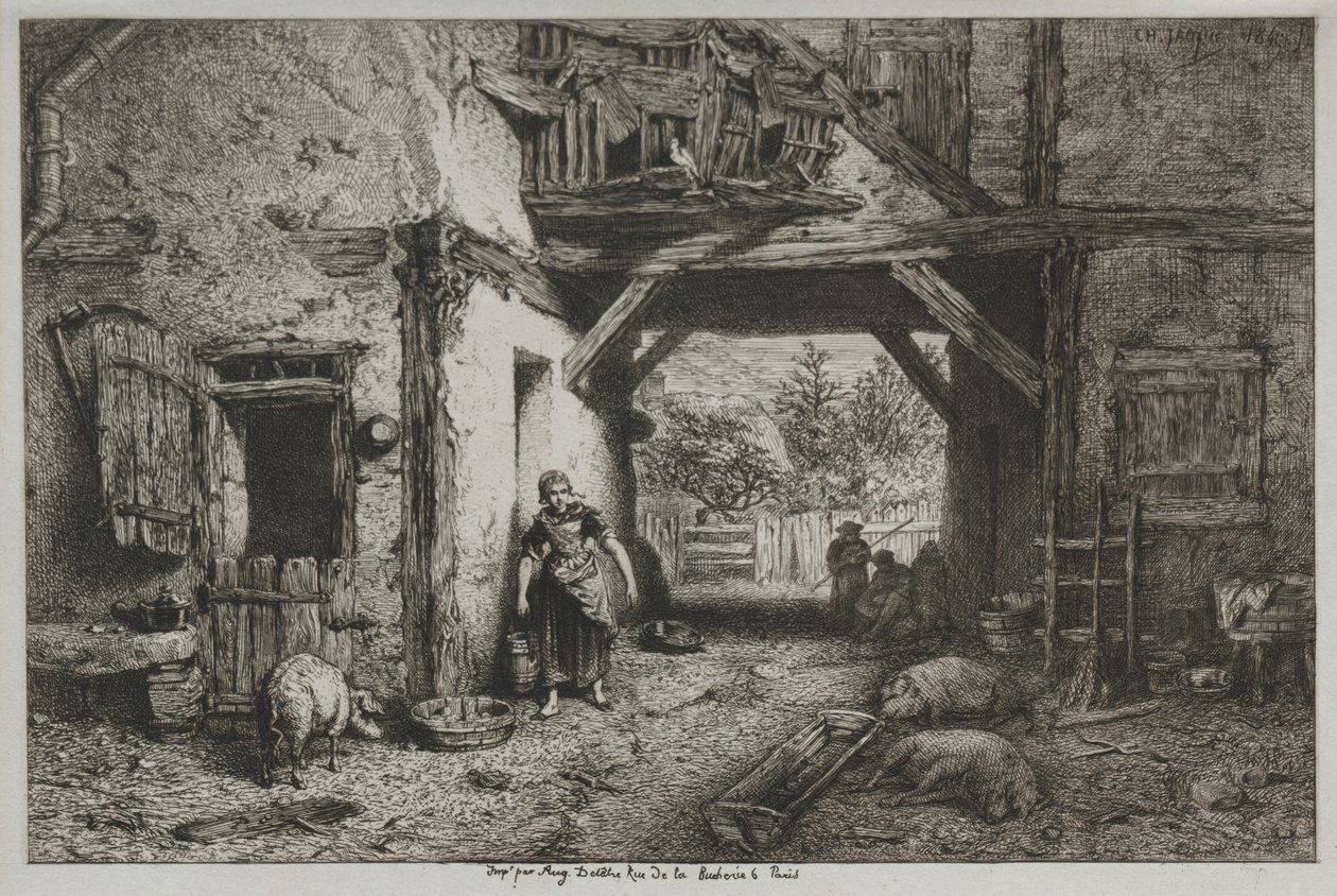 Boerderij Interieur door Charles Emile Jacque