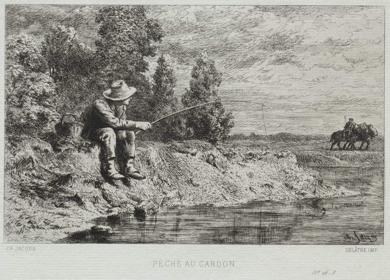 Vissen door Charles Emile Jacque