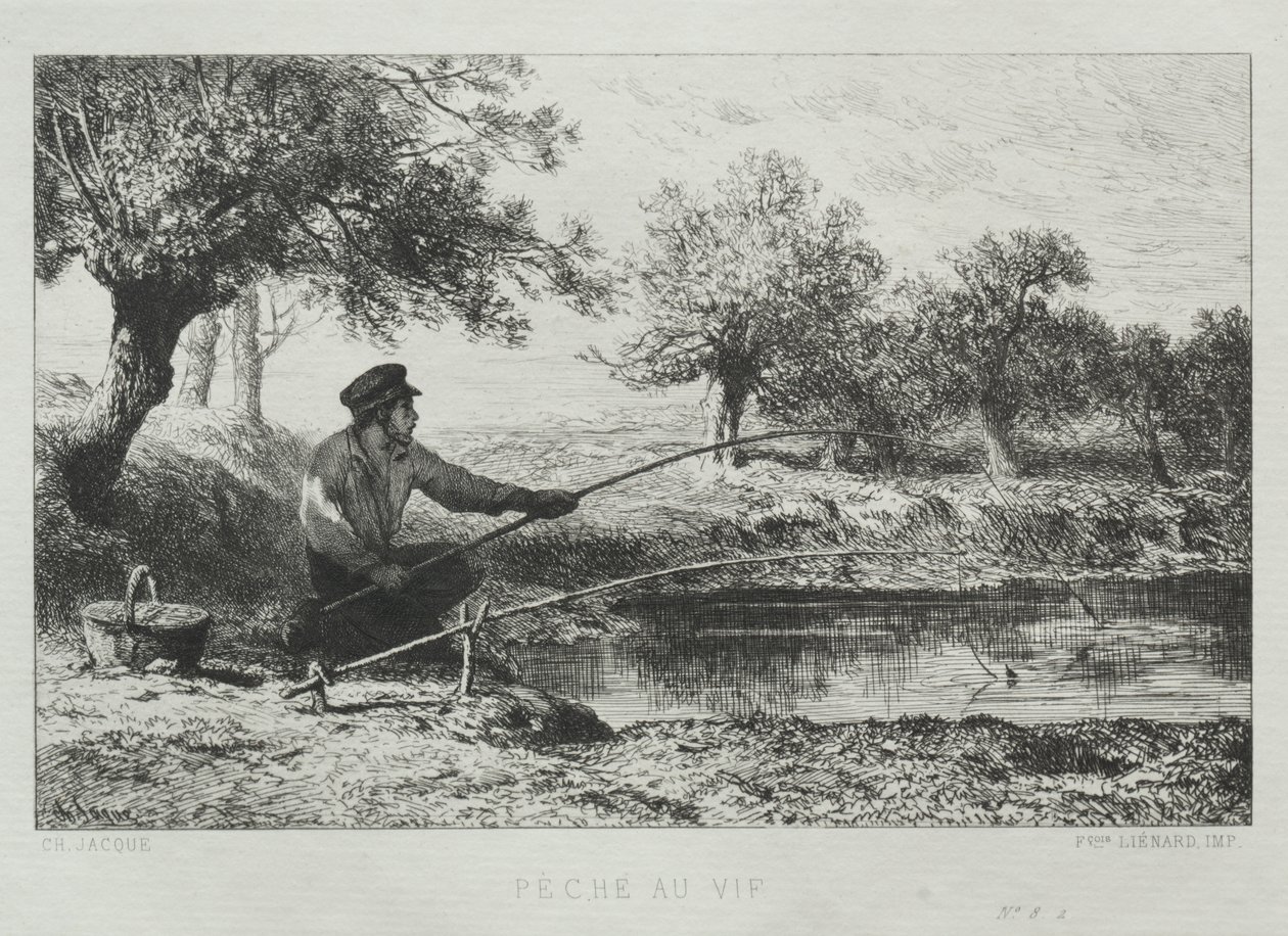 Vissen door Charles Emile Jacque