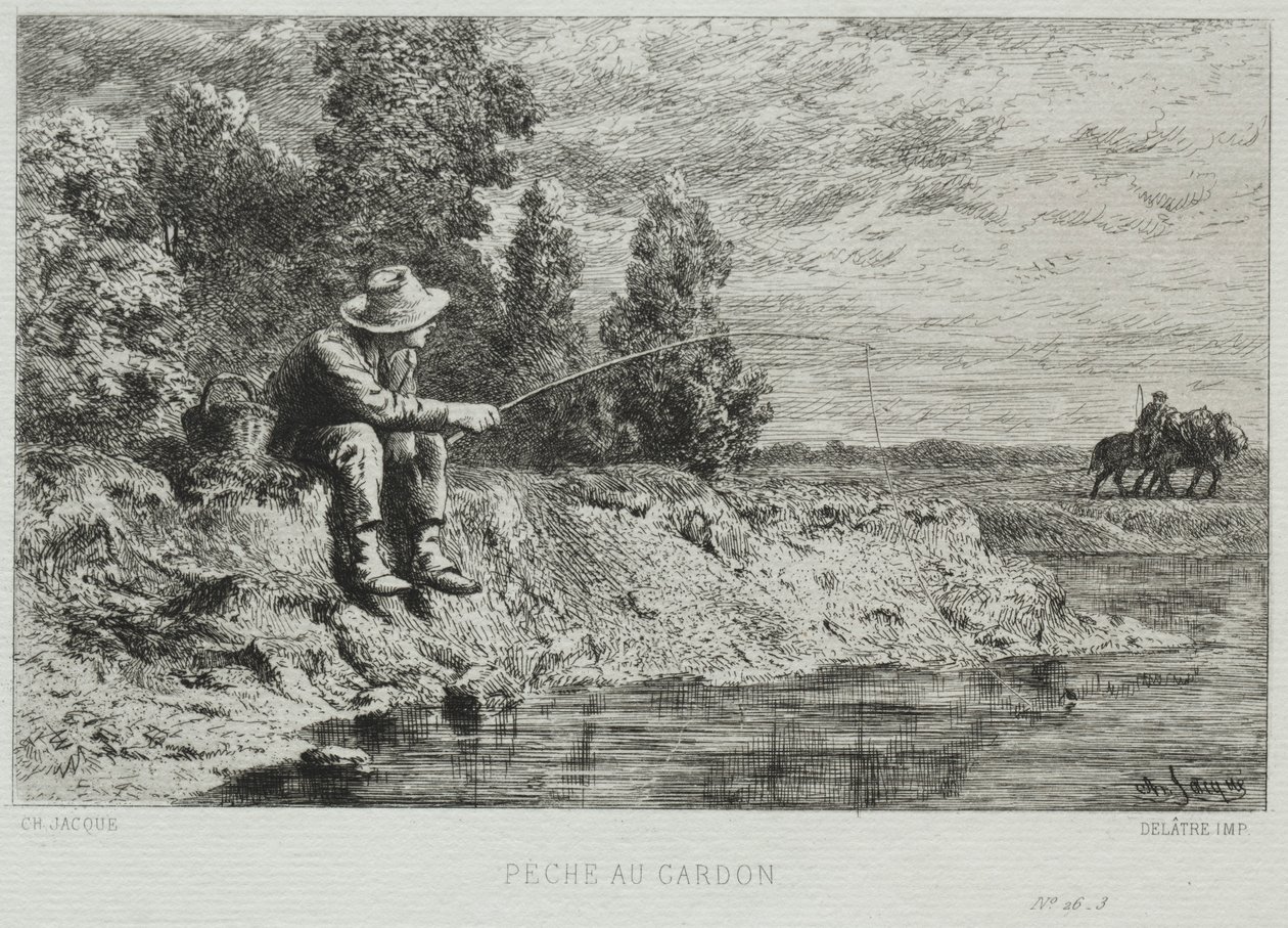 Vissen door Charles Emile Jacque