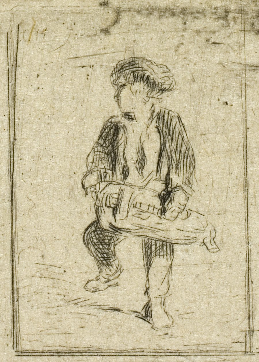 Draailier Speler door Charles Emile Jacque