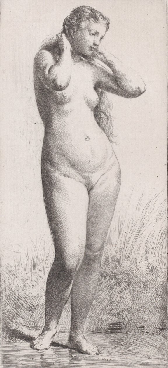 Jeune Femme au Bain, 1866 door Charles Emile Jacque