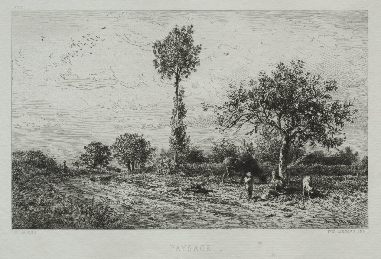 Landschap door Charles Emile Jacque