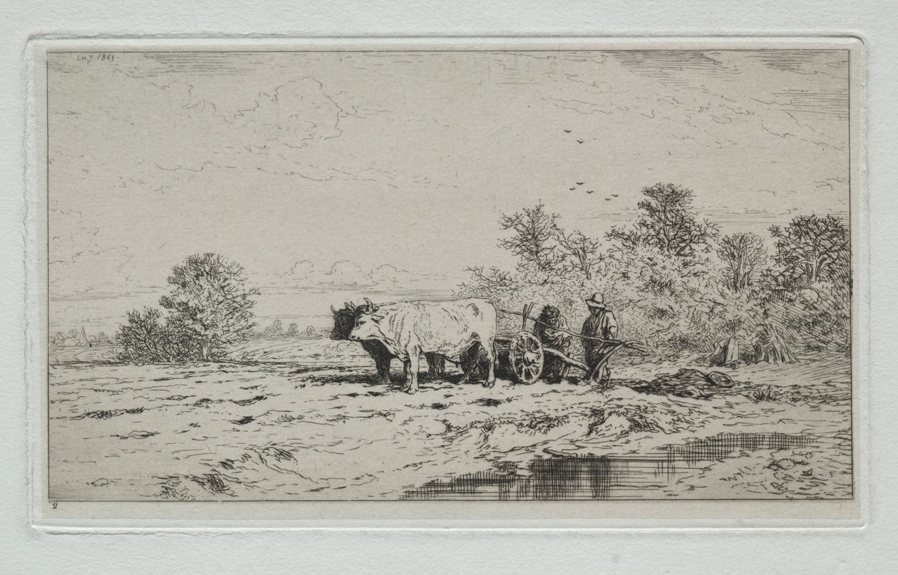 Landschap, arbeiders, 1845 door Charles Emile Jacque