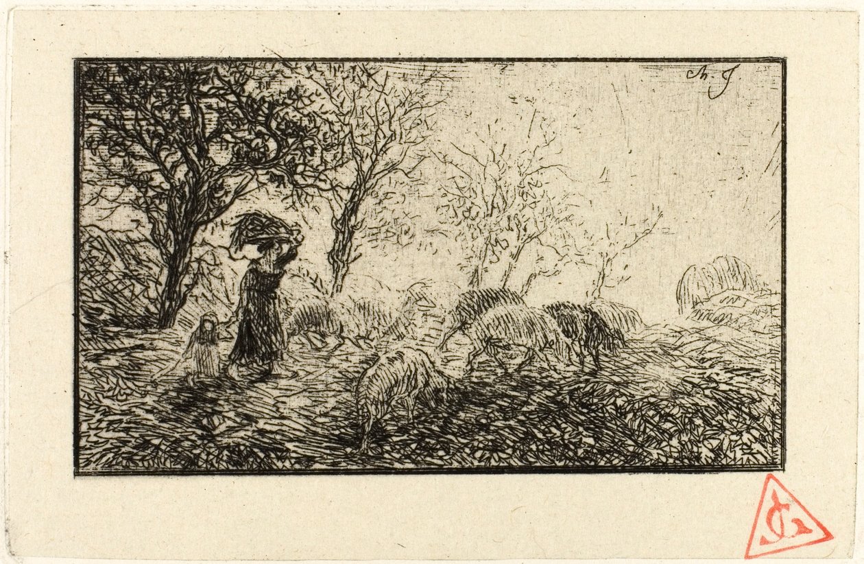 Landschap en Dieren door Charles Emile Jacque