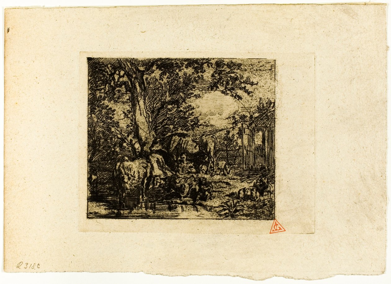 Landschap met Dieren door Charles Emile Jacque