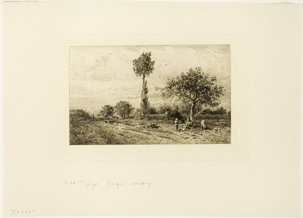 Landschap met Bochtige Weg door Charles Emile Jacque