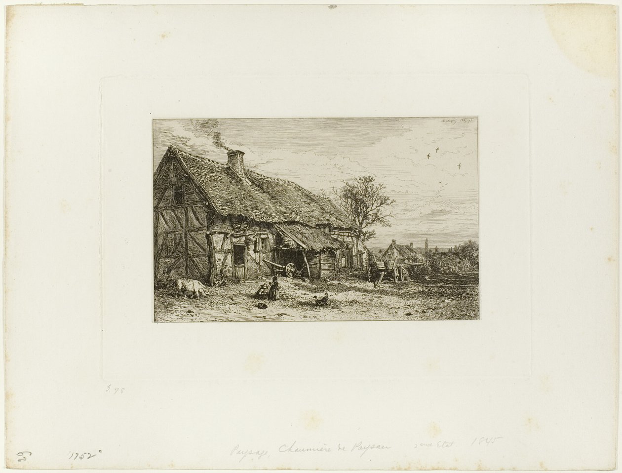 Landschap met boerenwoning door Charles Emile Jacque
