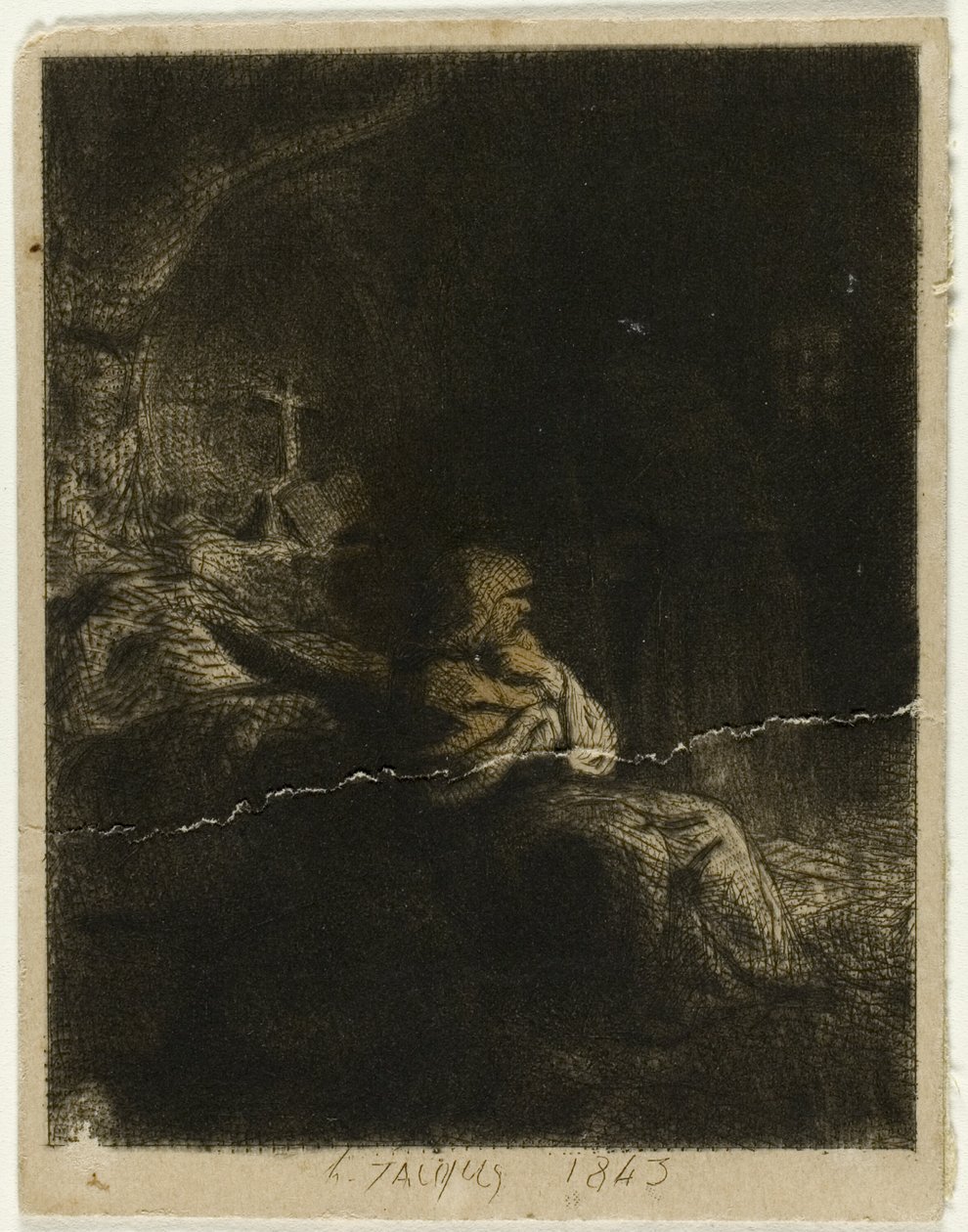 Monnik in gebed door Charles Emile Jacque