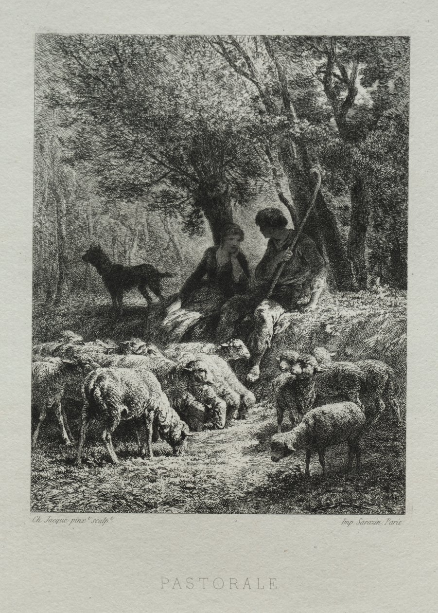 Pastorale door Charles Emile Jacque