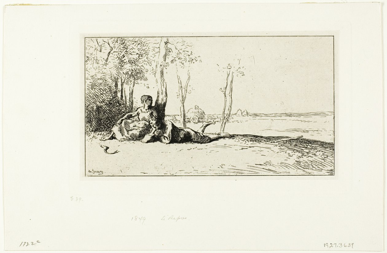 Maaier in rust door Charles Emile Jacque