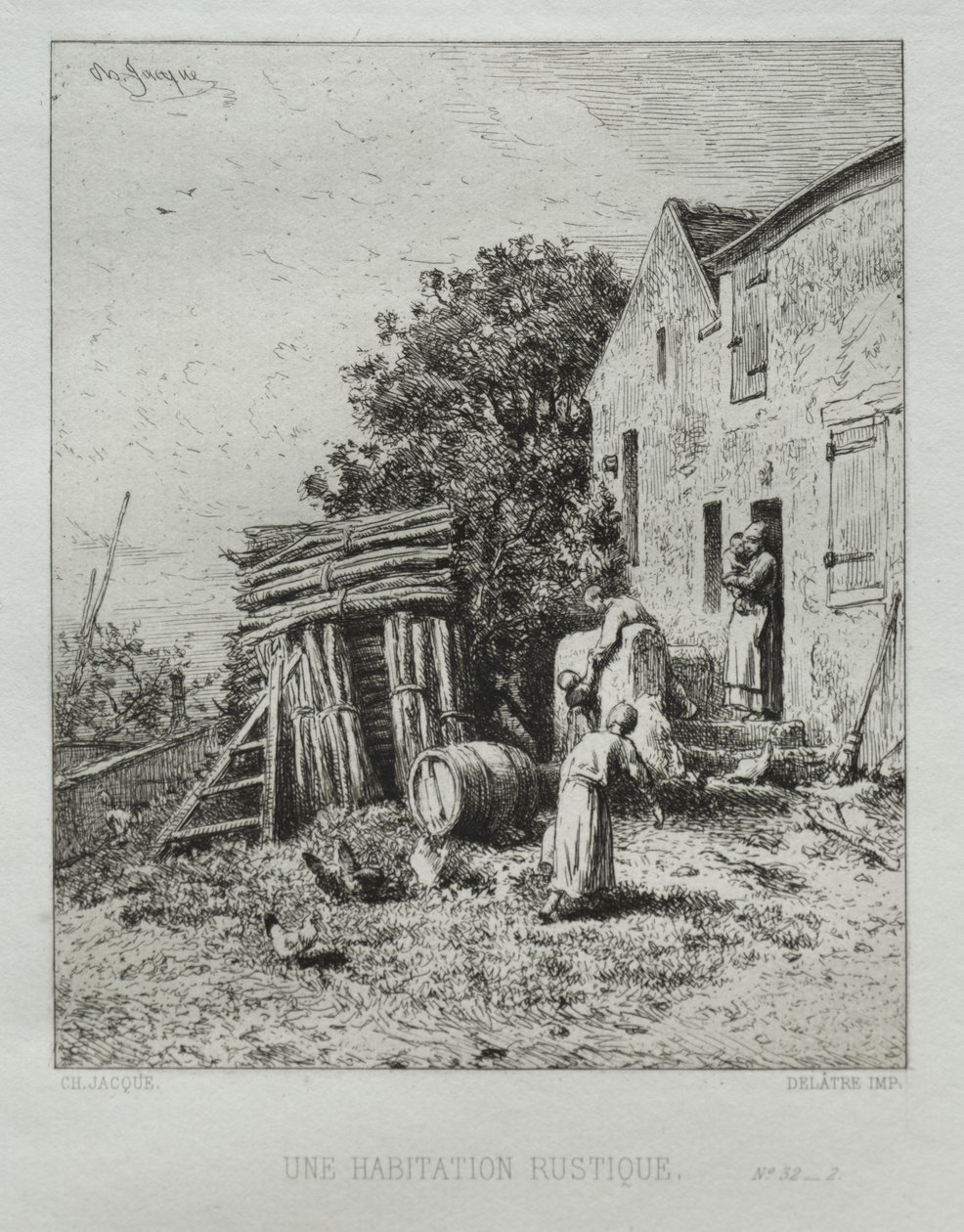 Landelijk Huis door Charles Emile Jacque