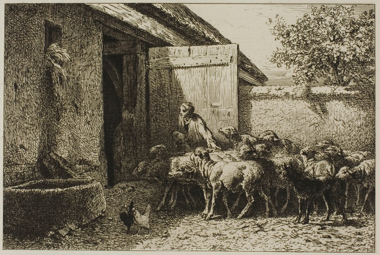 Herderin door Charles Emile Jacque
