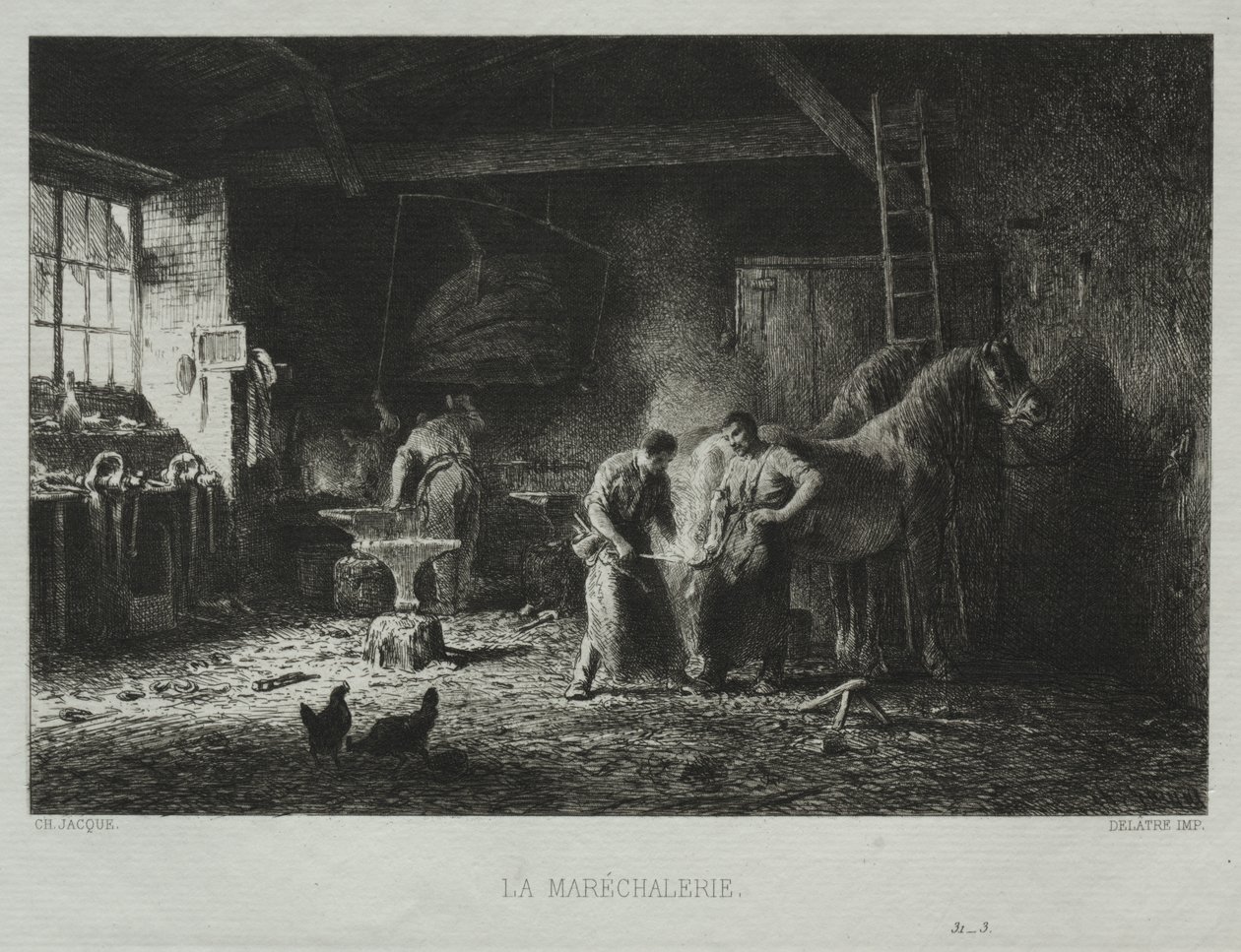 De Smidse door Charles Emile Jacque
