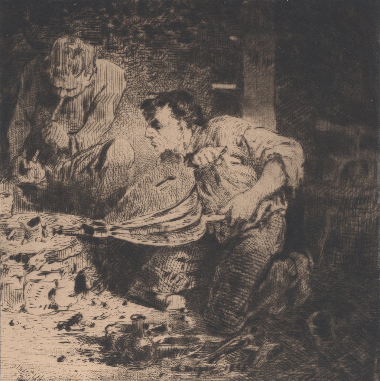 De vervalsers, 1843 door Charles Emile Jacque