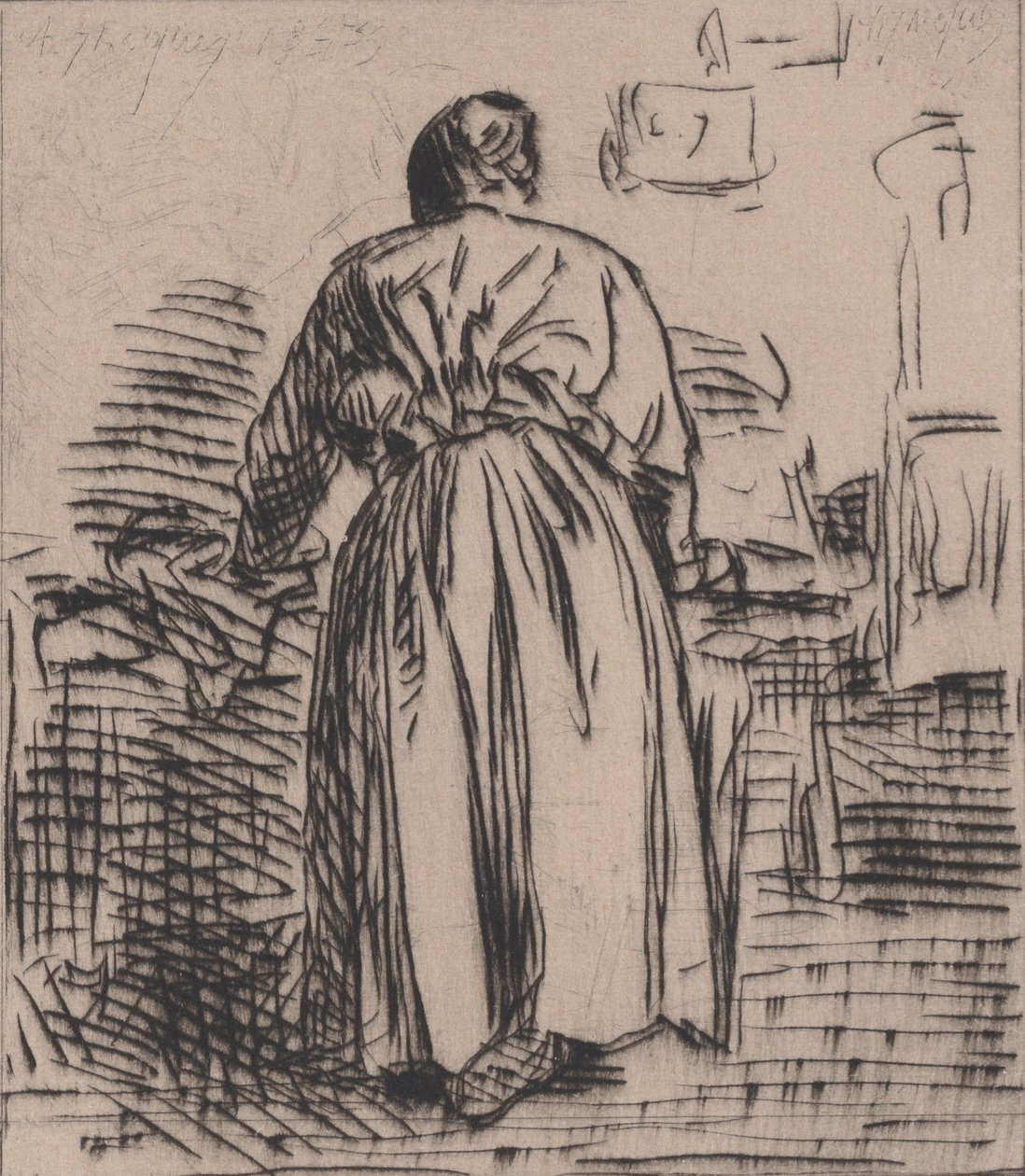 De strijkvrouw door Charles Emile Jacque