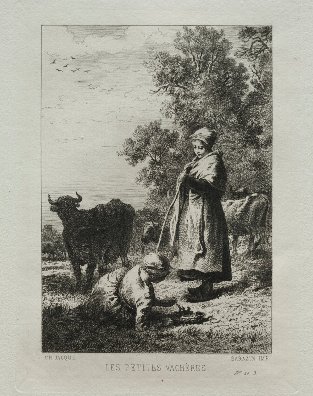 De kleine herders door Charles Emile Jacque