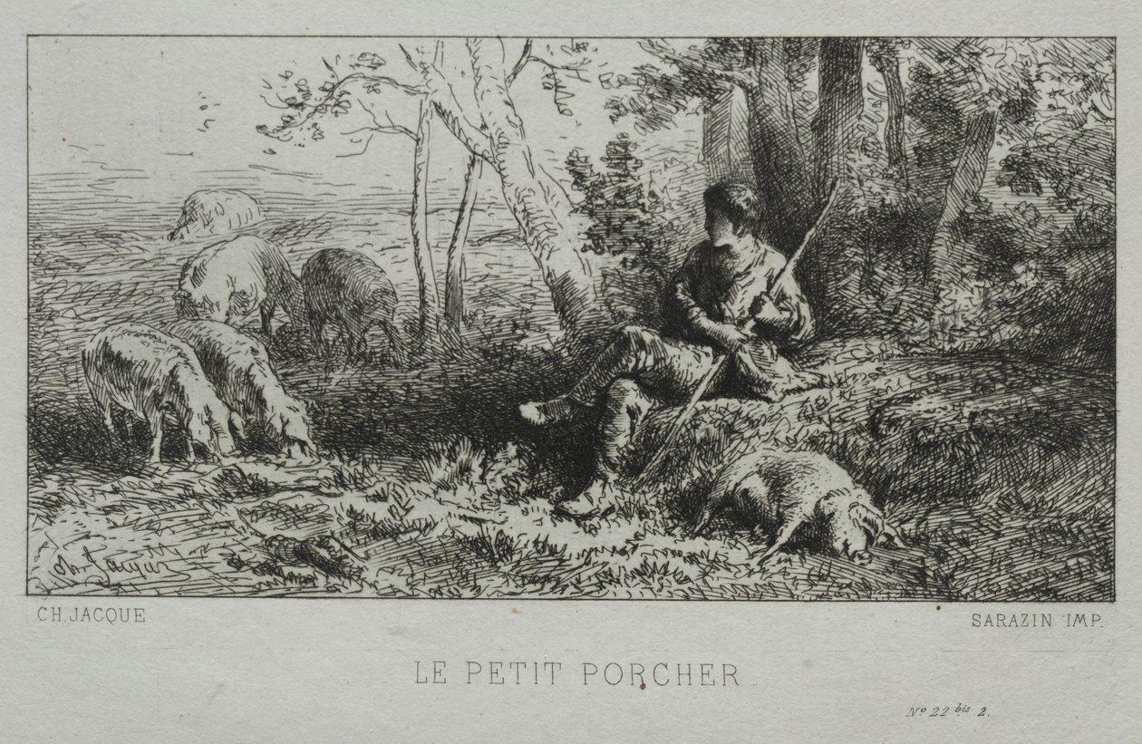 De Kleine Varkenshoeder door Charles Emile Jacque