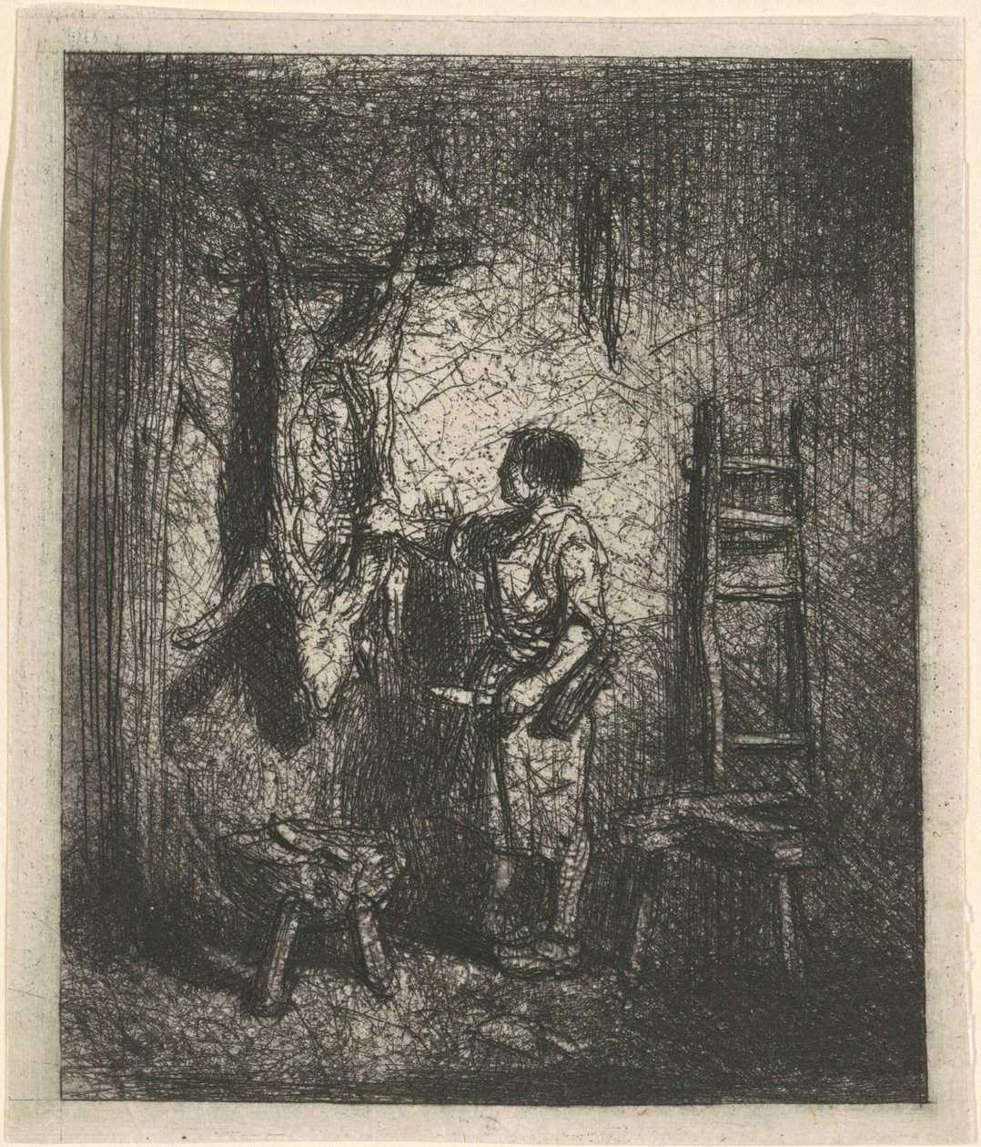 De Varkensslager door Charles Emile Jacque