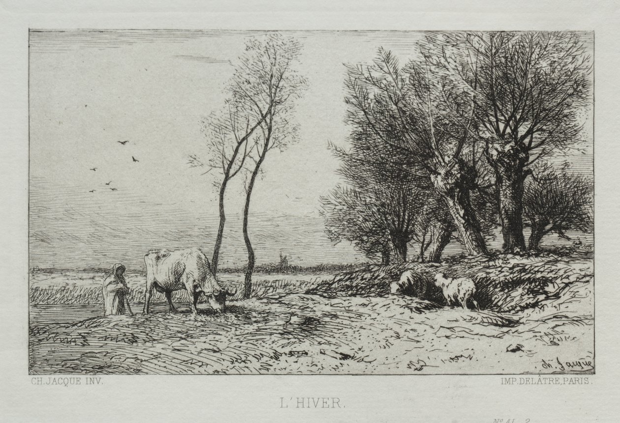 Winter door Charles Emile Jacque