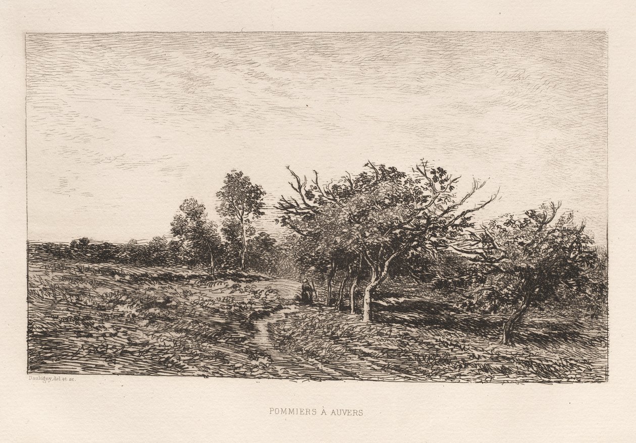 Appelbomen in Auvers (Pommiers à Auvers) door Charles Francois Daubigny